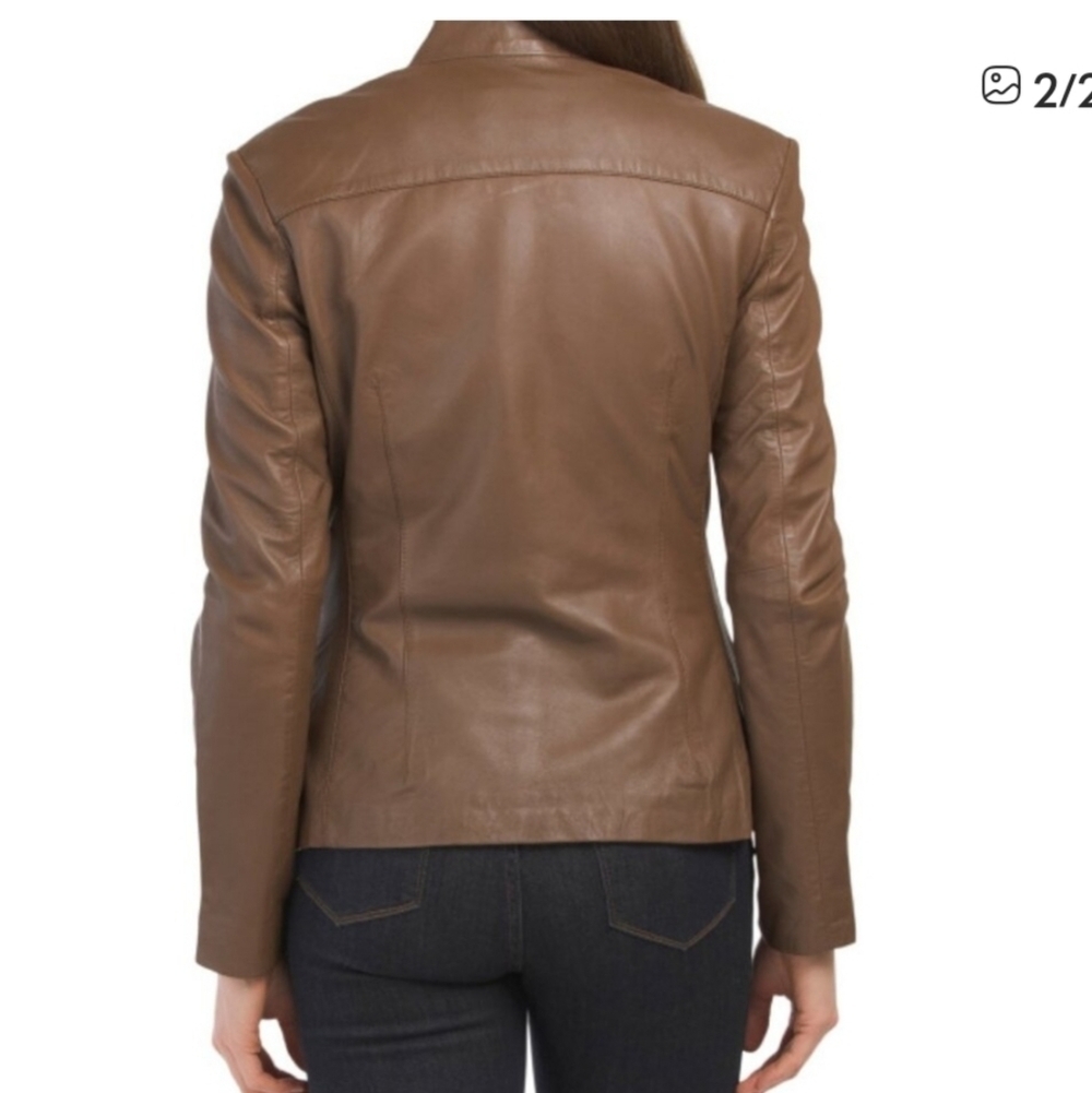 NWT BOD & CHRISTENSEN 🤎 Tobacco Brown 🤎 Leather Blazer Sz Small - Picture 8 of 9